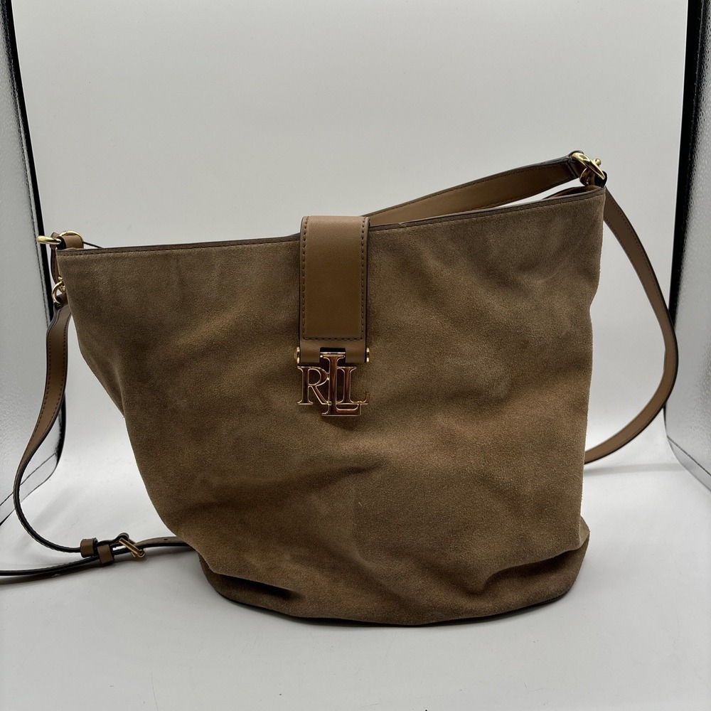Vintage LAUREN RALPH LAUREN Suede & Leather Shoulder Bag Brown Y2K Purse